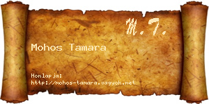 Mohos Tamara névjegykártya
